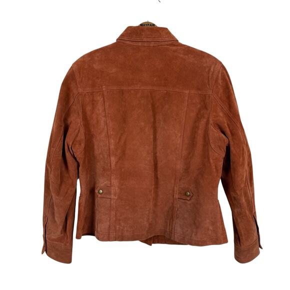 Coldwater Creek Women Suede Leather Jacket Size LP Snap Front Boho Western Indie - Picture 2 of 8